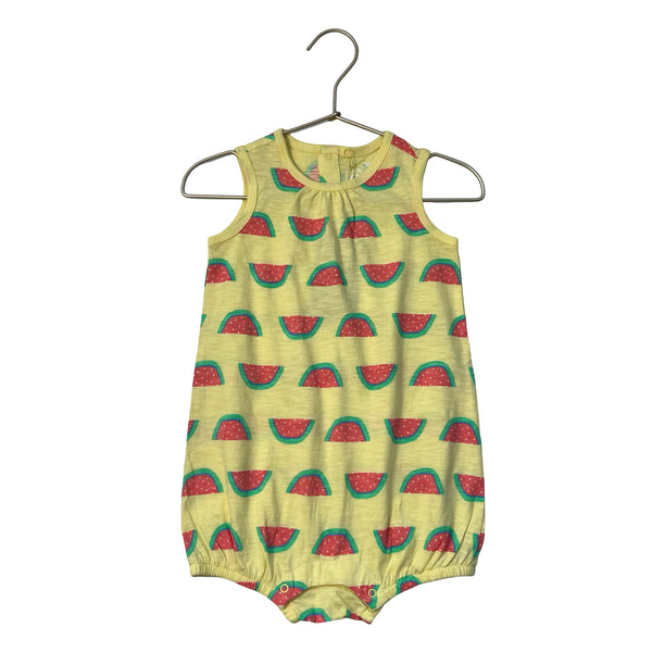 Primary Yellow Watermelon Print Romper - Size 12-18 Mo