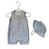 Baby Gap Off-White & Blue Striped Romper & Hat - Size 6-12 Mo