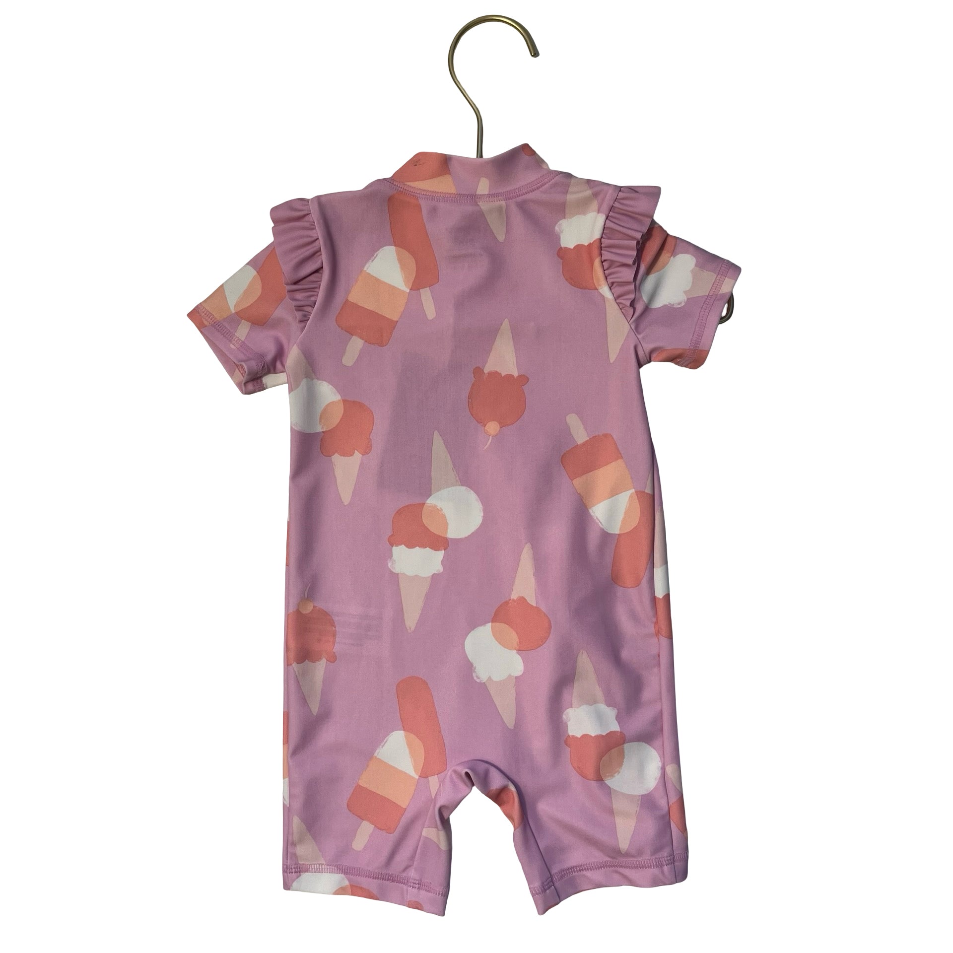 Carter's Pink Ice Cream Cone Print Swim Suit Romper - Size 9 Mo