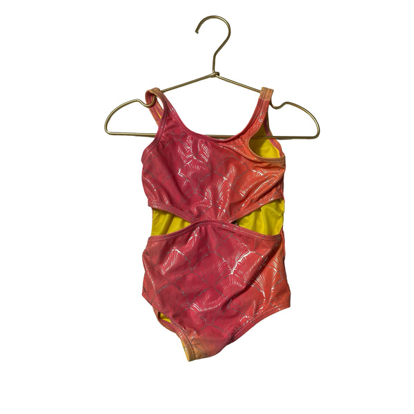 Appaman Pink, Orange, Yellow Ombre & Metallic Shell Swim Suit - Size 4T