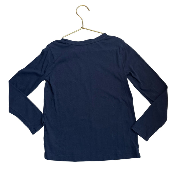 Crewcuts Navy & Silver Sequin Trim Pocket Shirt - Size S 6-7