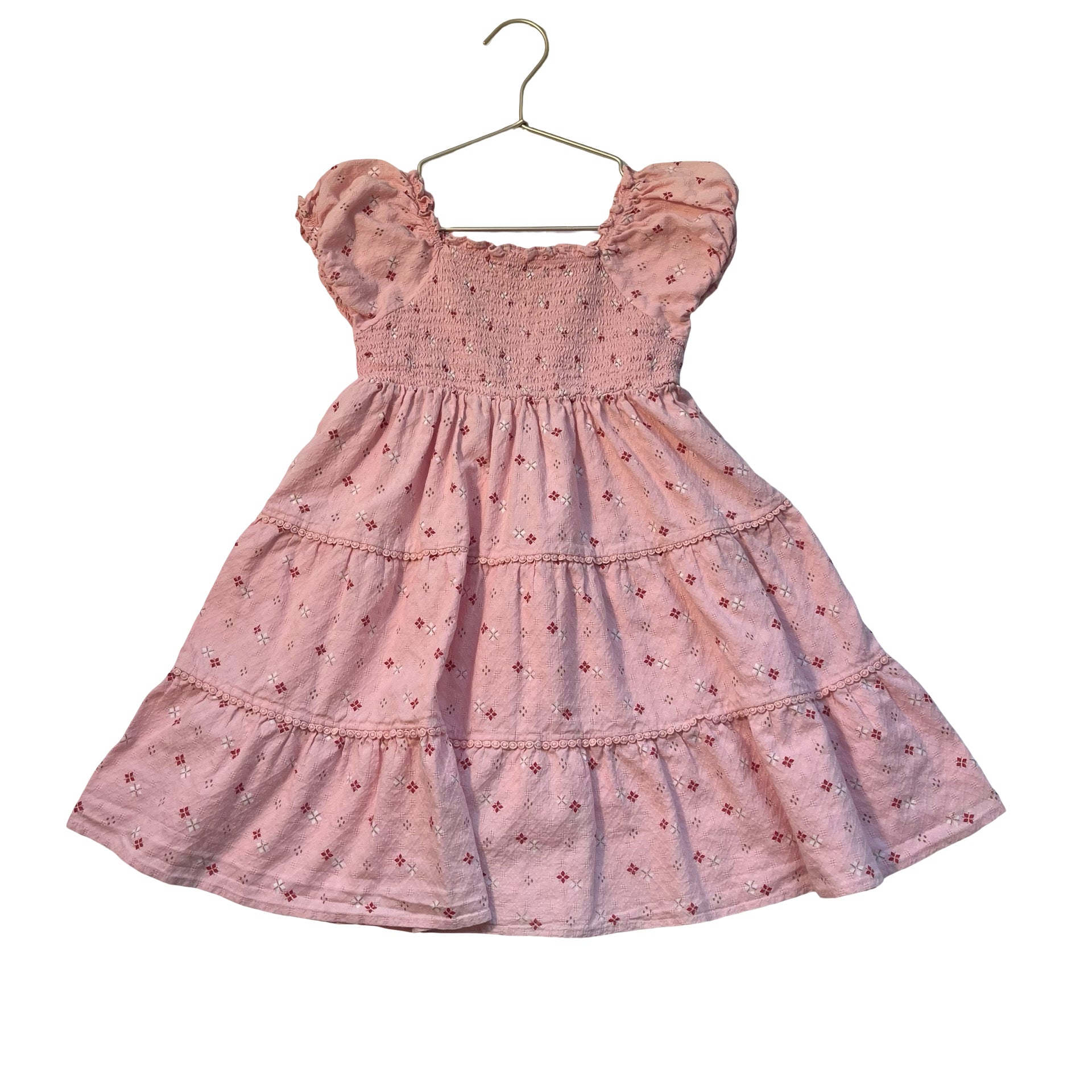 Mayoral Pink Pattern Smocked Dress - Size 7