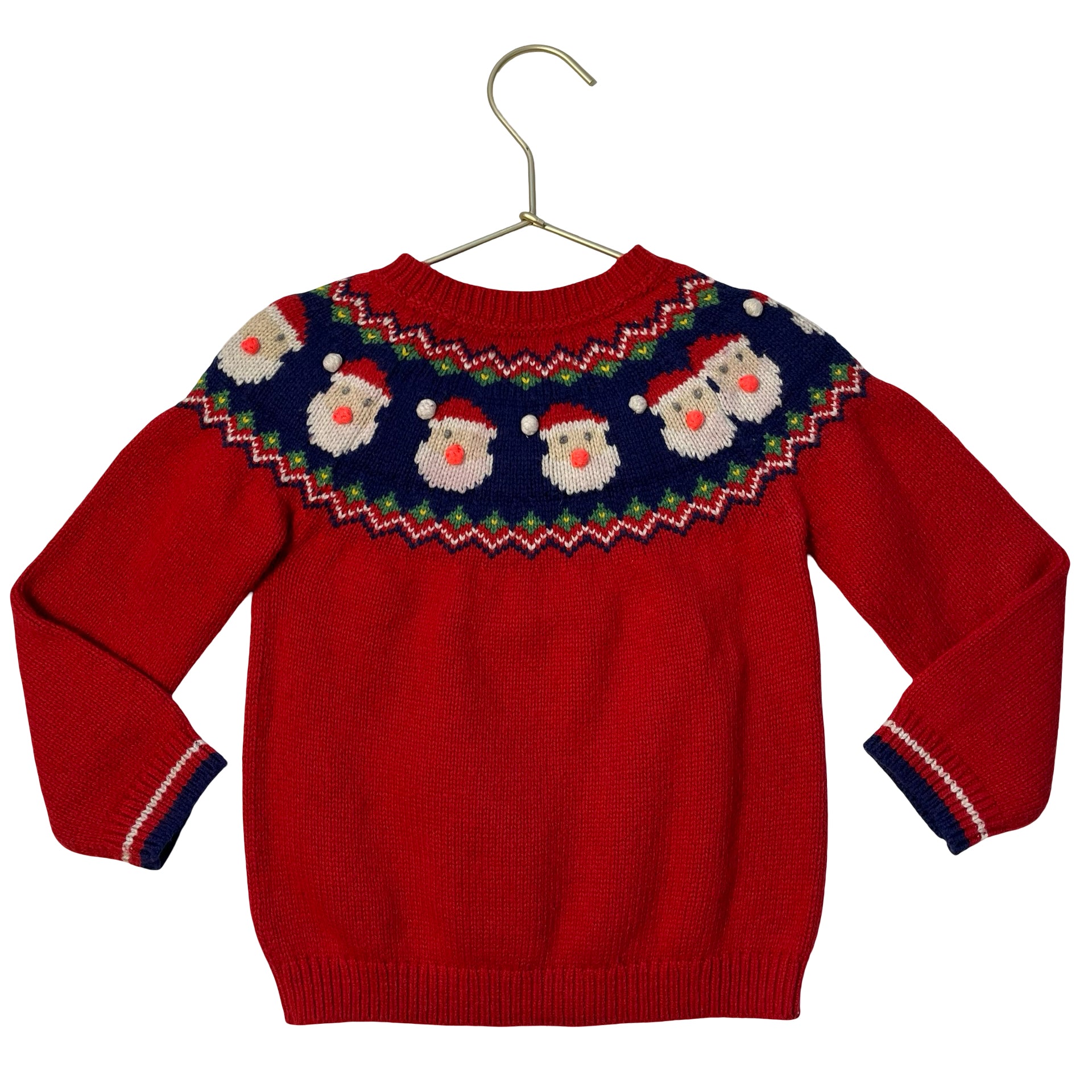 Baby Boden Red Fair Isle Santa Sweater - Size 2-3Y