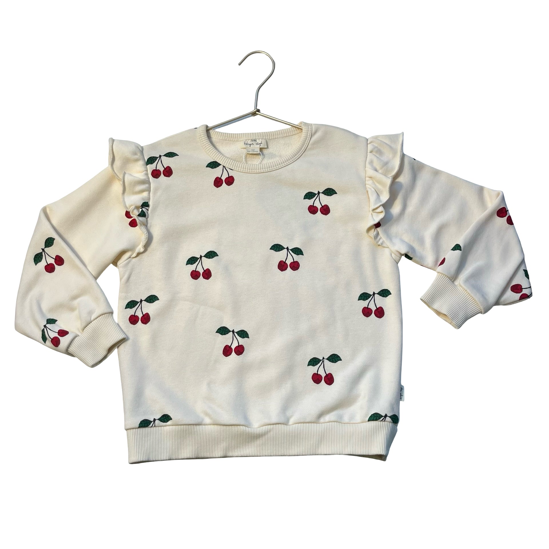 Konges Slojd Ivory & Red Cherry Pink Sweatshirt - Size 5-6Y