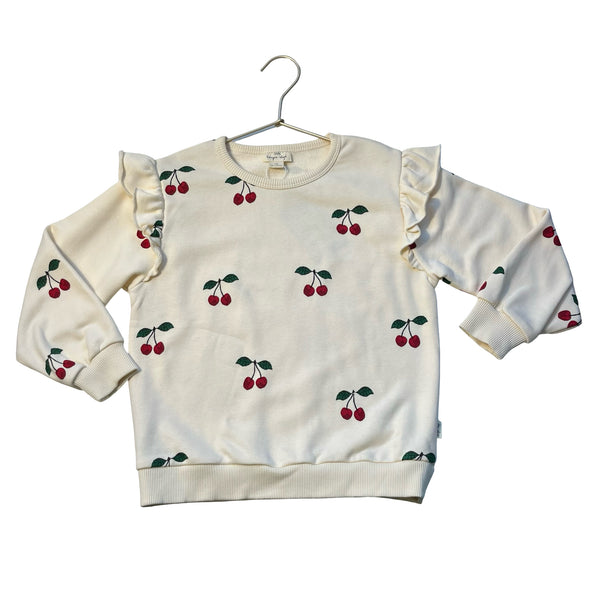Konges Slojd Ivory & Red Cherry Pink Sweatshirt - Size 5-6Y