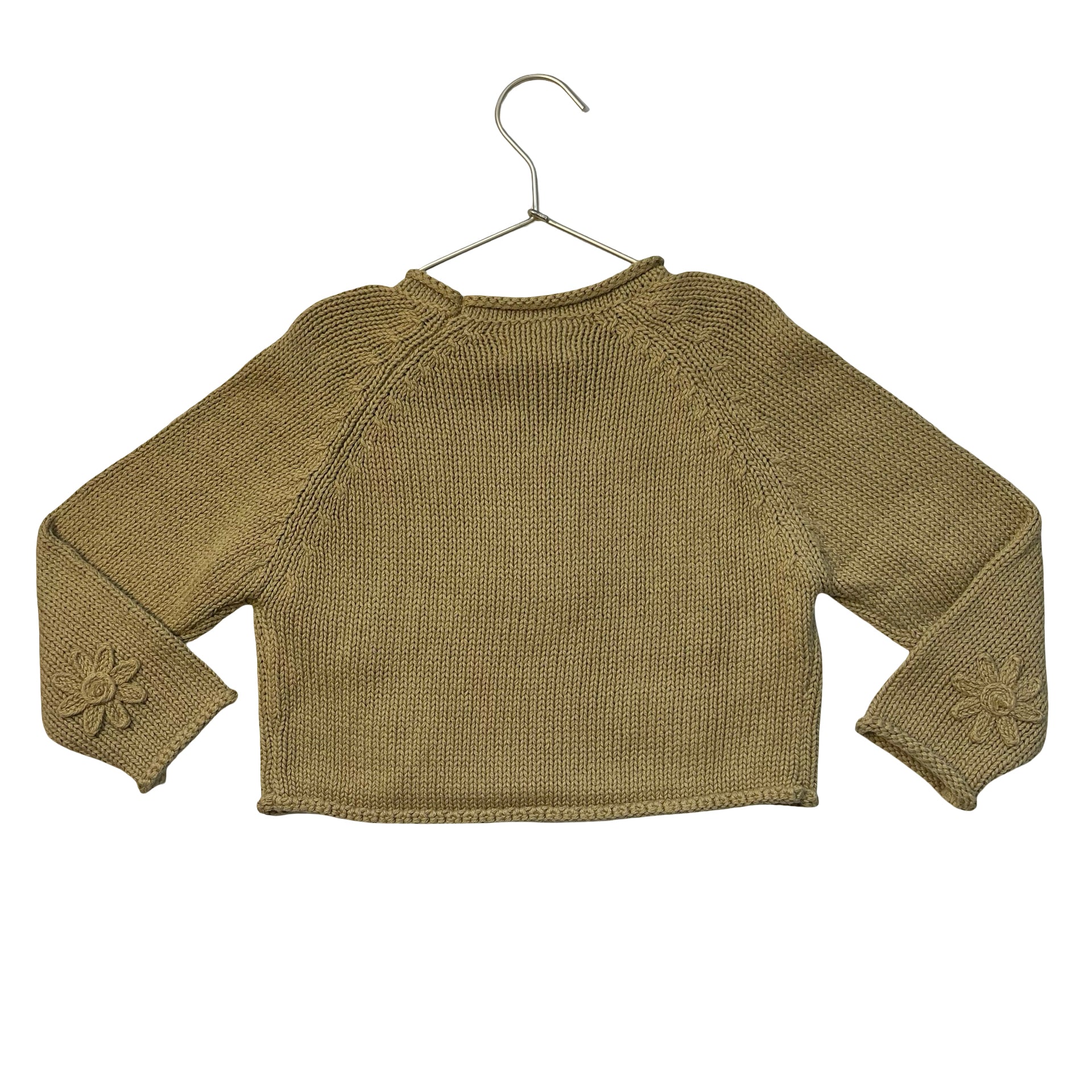 Mango Khaki Flower 100% Cotton Sweater - Size 5-6