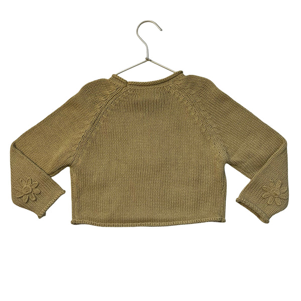 Mango Khaki Flower 100% Cotton Sweater - Size 5-6