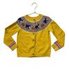 Mini Boden Yellow Cat & Pumpkin Fair Isle Cardigan Sweater - Size 5-6Y