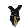Nessi Byrd Black & Gold Sash Swim Suit - Size 4Y