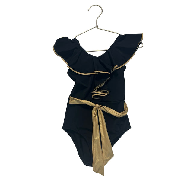 Nessi Byrd Black & Gold Sash Swim Suit - Size 4Y