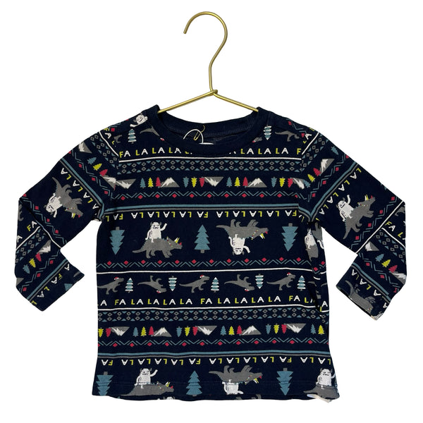 Old Navy Navy Holiday Dino Tee - Size 2