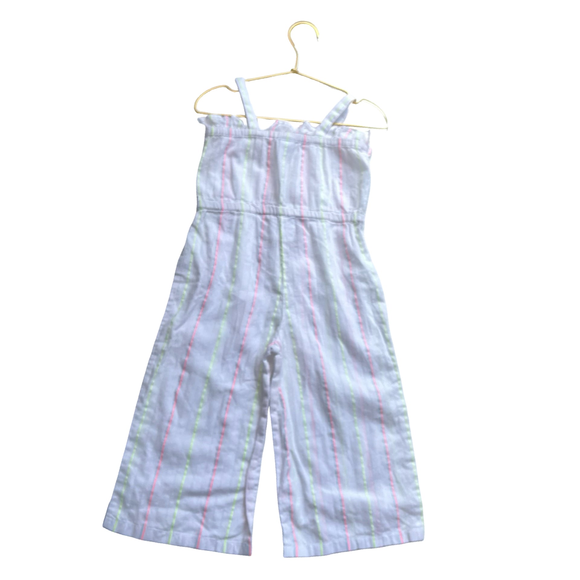 Janie and Jack White & Neon Striped Jumpsuit - Size 3