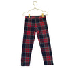 Janie and Jack Navy & Red Plaid Gold Button Leggings - Size 5