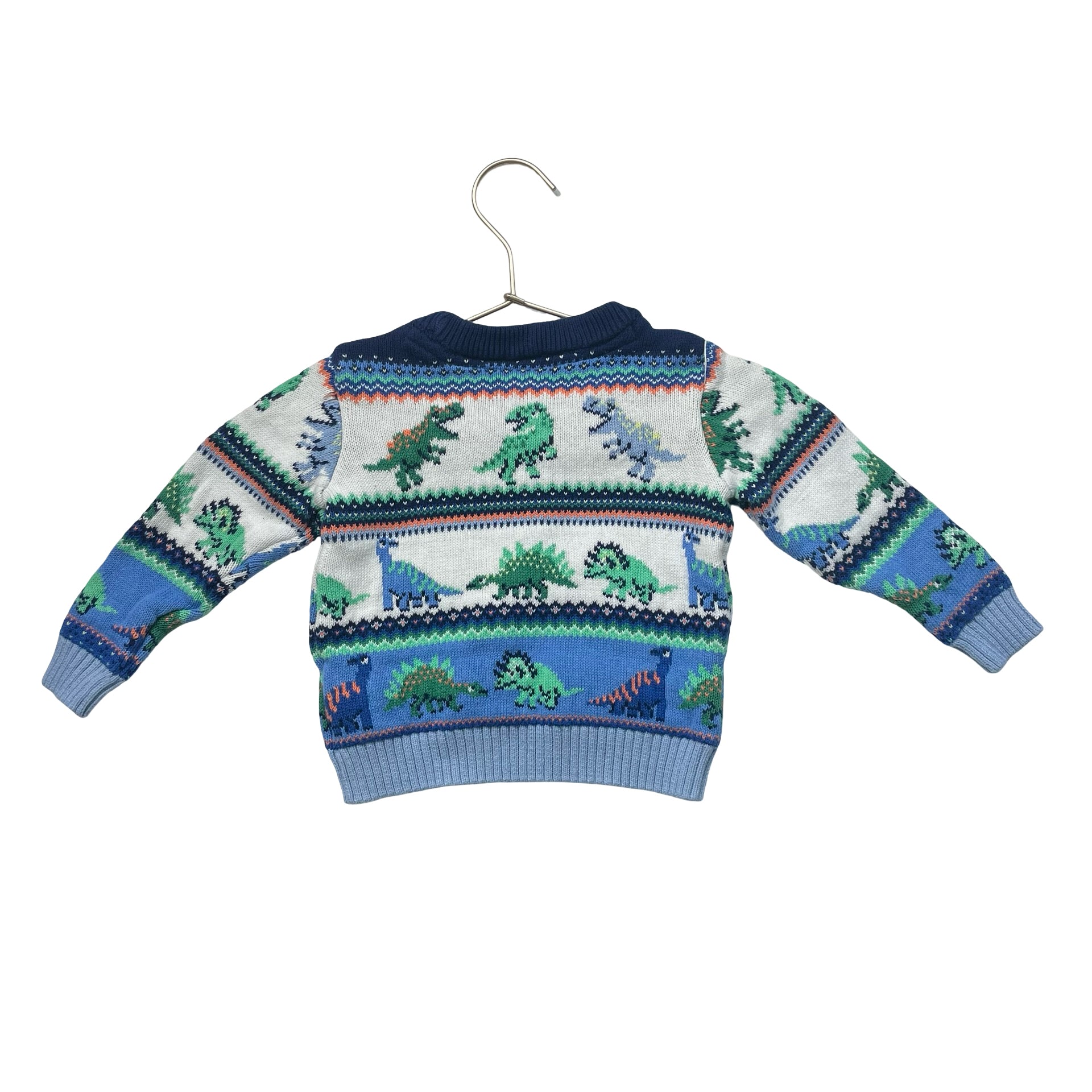 Gymboree Ivory, Blue, Green Cotton Dinosaur Sweater - Size 18-24 Mo