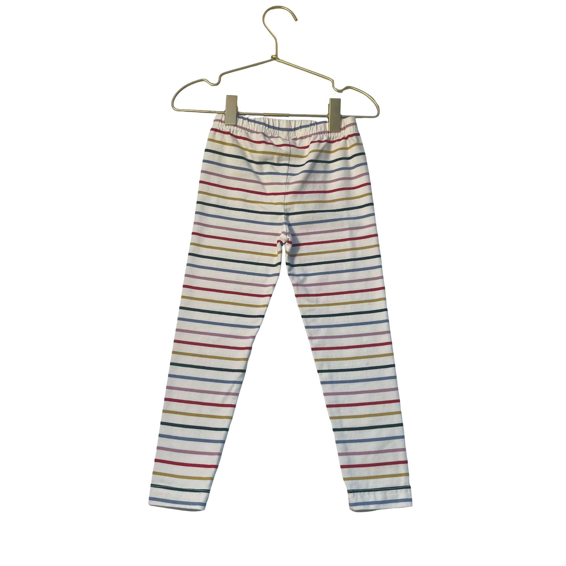 Hanna Andersson Ivory & Rainbow Striped Leggings - Size 4
