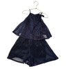 Ava & Yelly Black, Blue, Purple Metallic Romper - Size 8