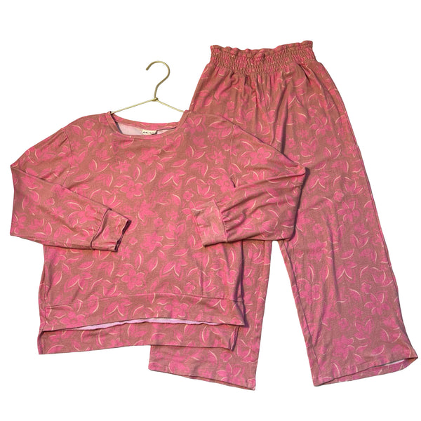 Feather 4 Arrow Pink Flower Print Top & Wide Leg Pants Set - Size 8