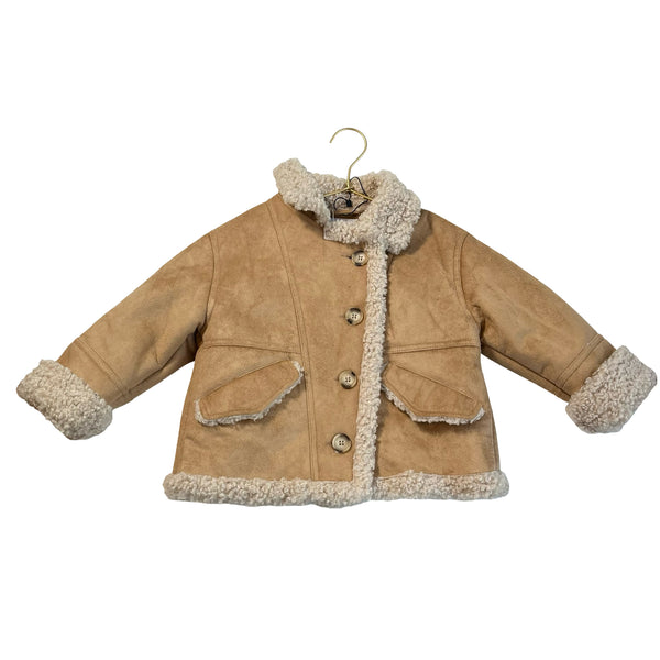 Zara Tan Faux Shearling Jacket - Size 6