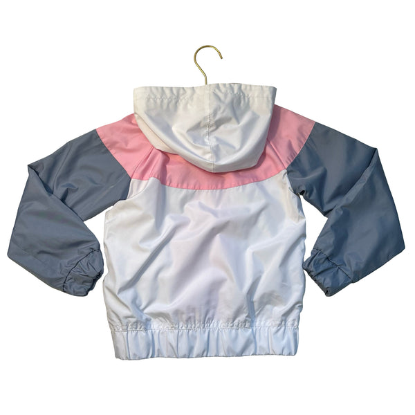 Nike White, Pink, Gray Hooded Windbreaker Jacket - Size 7