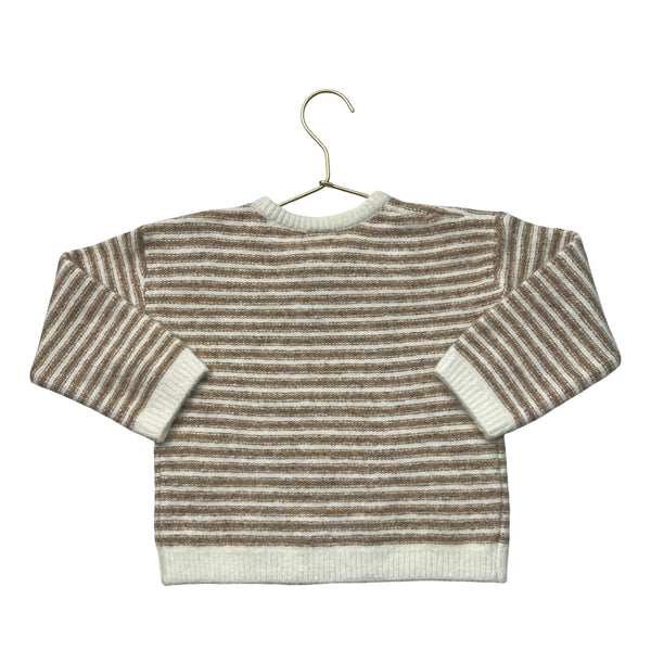 Hanna Andersson Ivory & Tan Striped Sweater - Size 3T