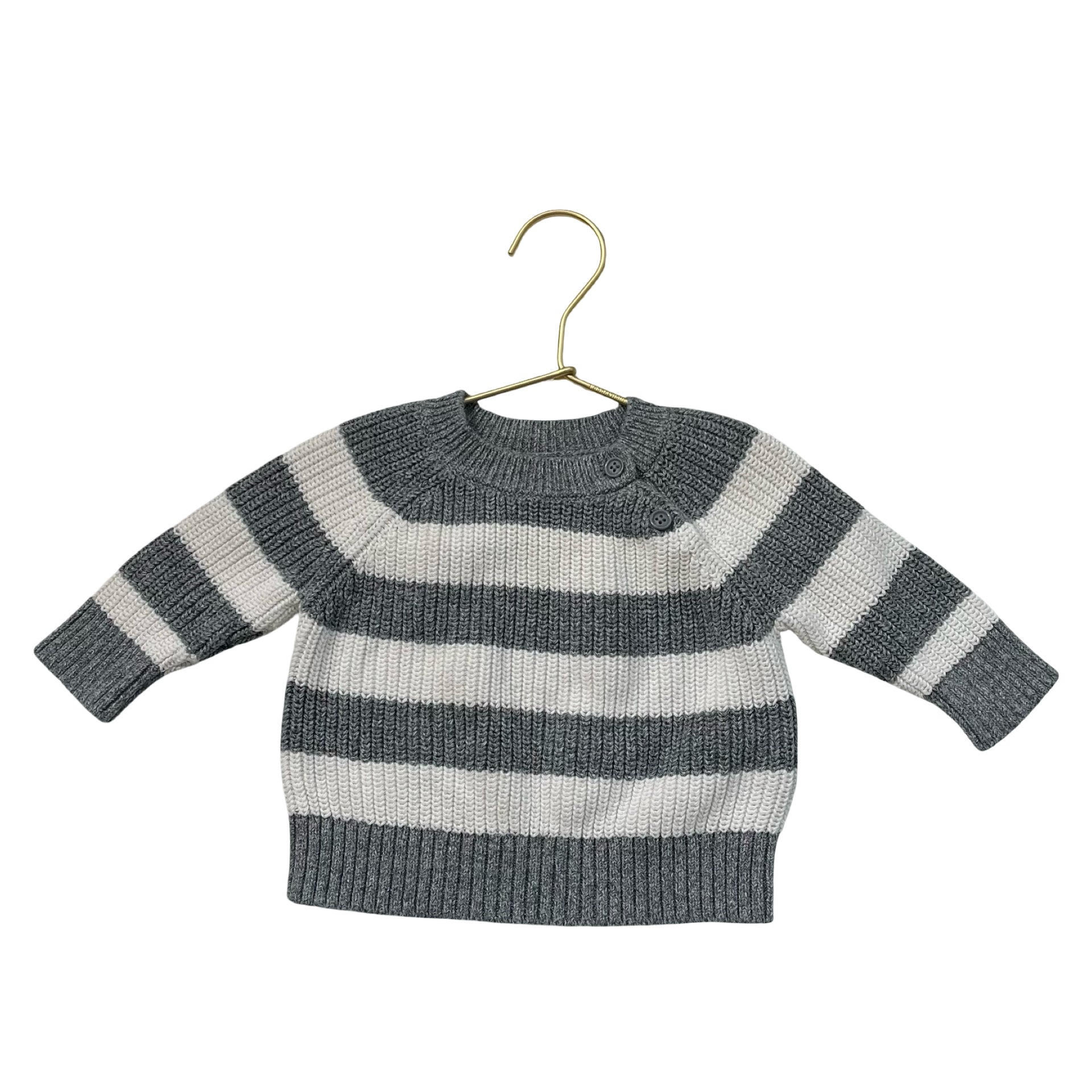 Baby Gap Gray & Ivory Striped Cotton Sweater - Size 3-6 Mo