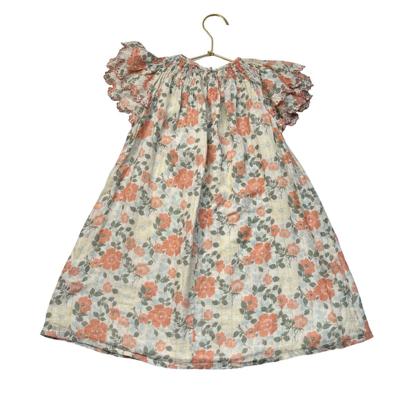 Louis Louise Ivory & Peach Floral & Metallic Striped Dress - Size 6