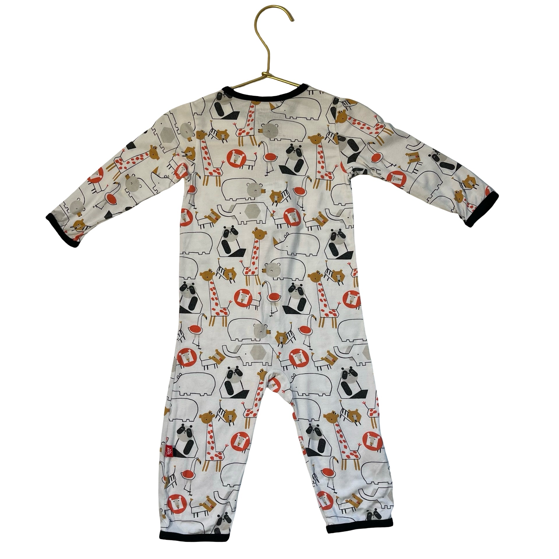 Magnetic Me Zoo Animal Print One-Piece PJs  - Size 6-9 Mo