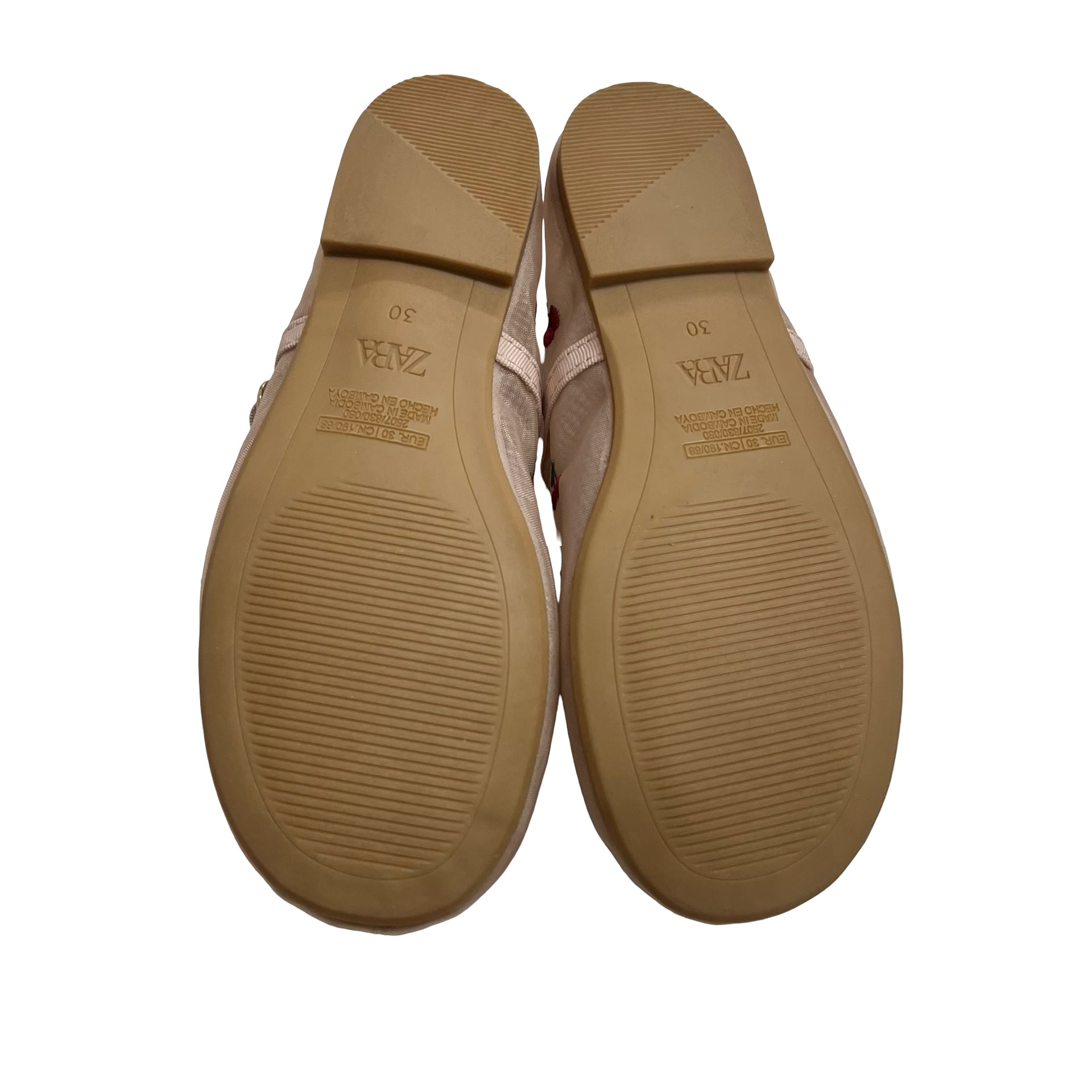Zara Pink Mesh Embroidered Cherry Shoes - Size 30 (12.5)