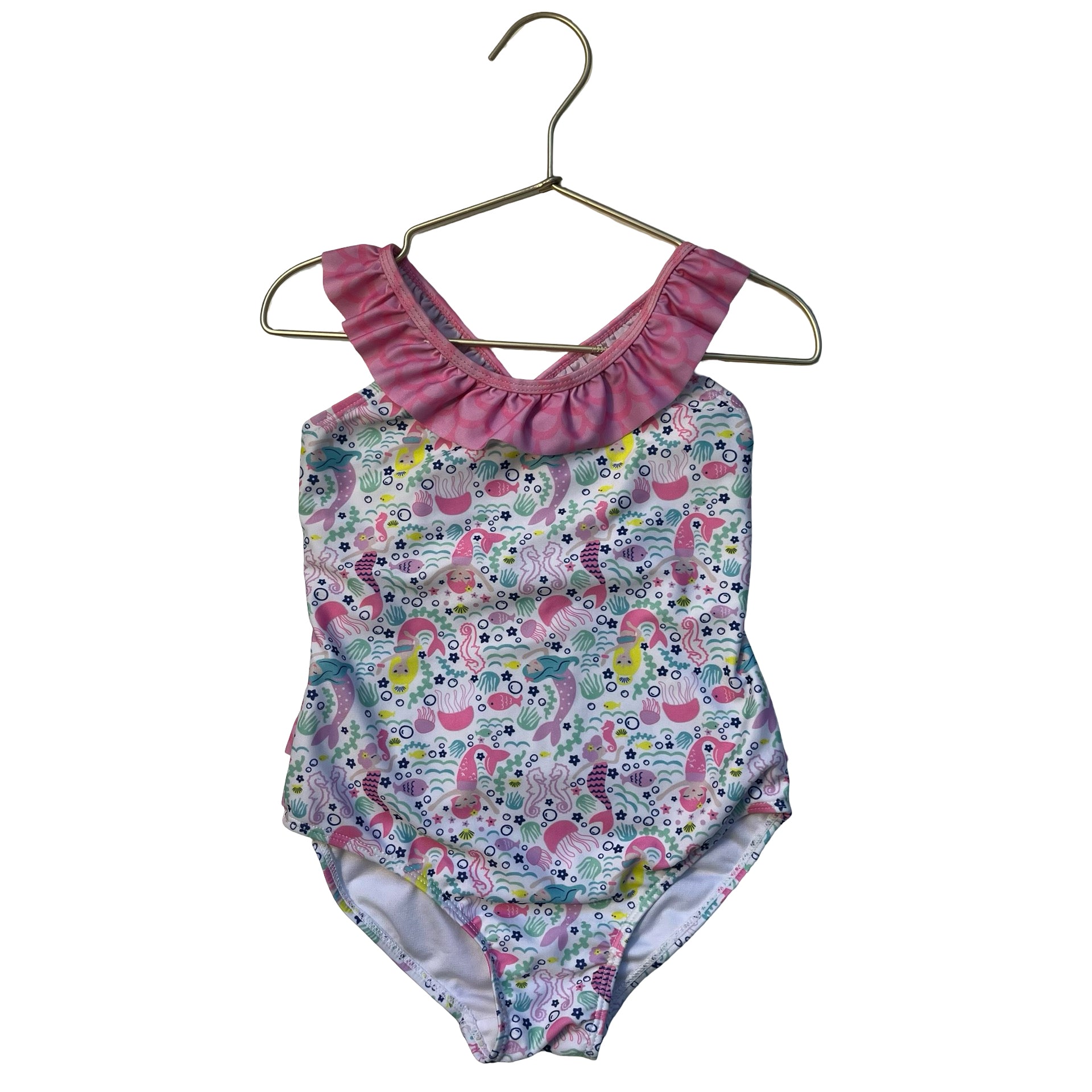 Flap Happy Mermaid & Underwater Print Swim Suit - Size 6X
