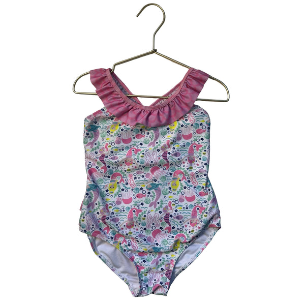 Flap Happy Mermaid & Underwater Print Swim Suit - Size 6X