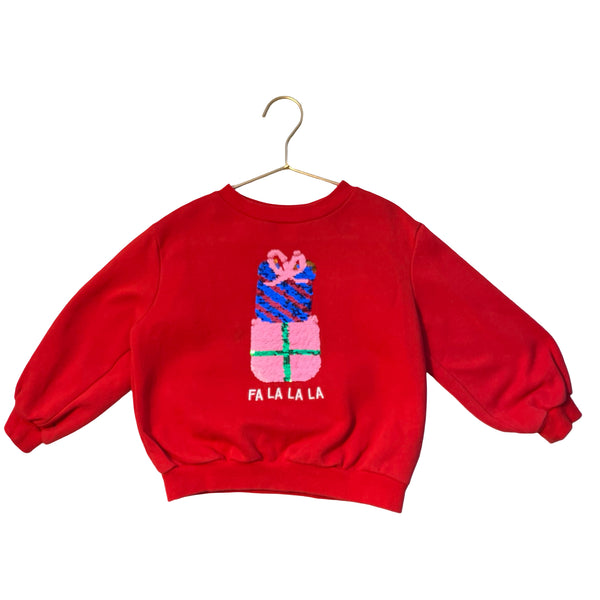 H&M Red 'Fa La La La' Flip Sequin Sweatshirt - Size 4T