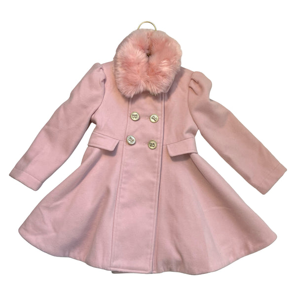 Rothschild Pink Coat, Removeable Faux Fur Collar - Size 4
