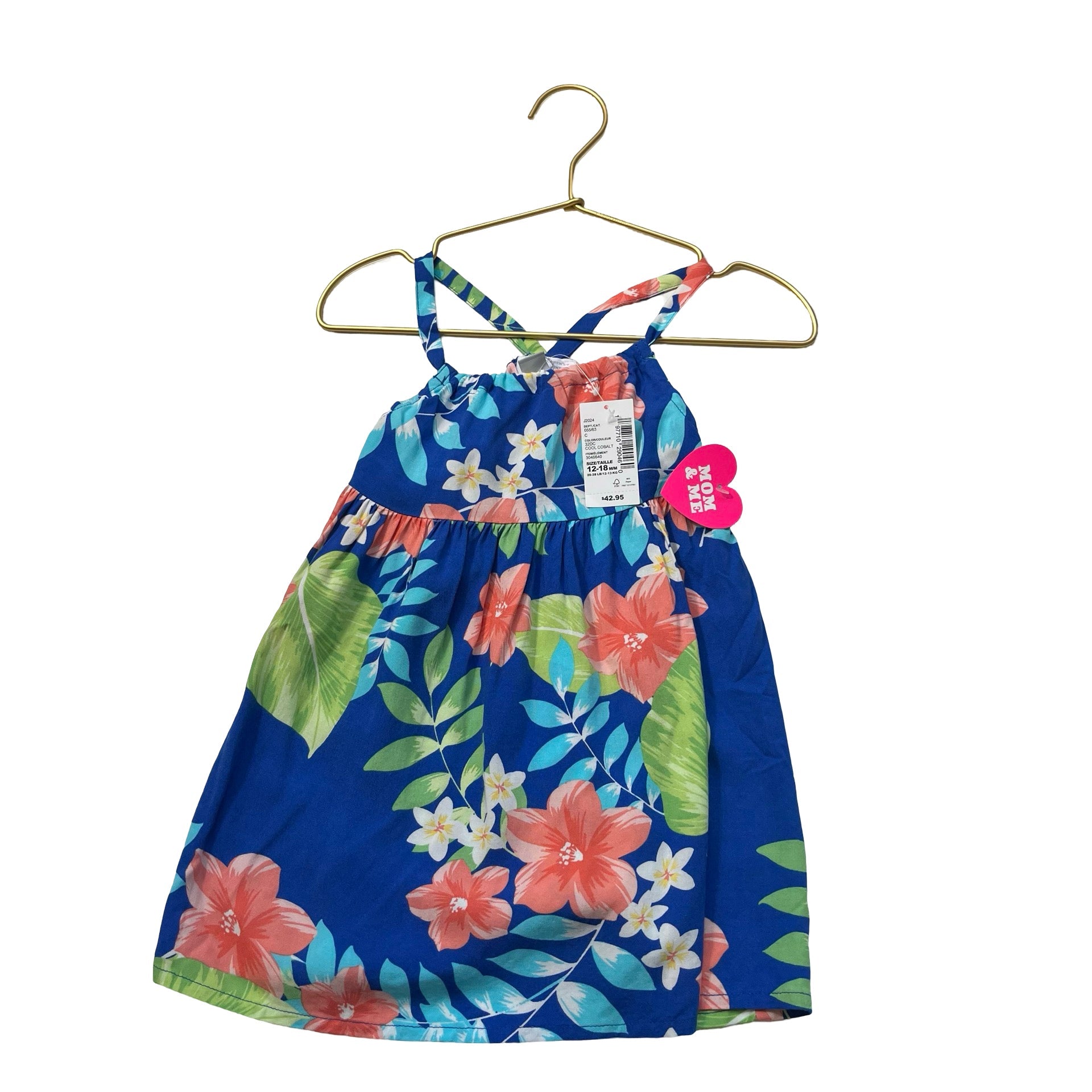 Children's Place Blue Tropical Floral Dress with Tags - Size 12 - 18 Mo - Bounce Mkt