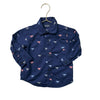 Children's Place Navy, Blue & Pink Dinosaur Button Down Shirt - Size 12 - 18 Month - Bounce Mkt