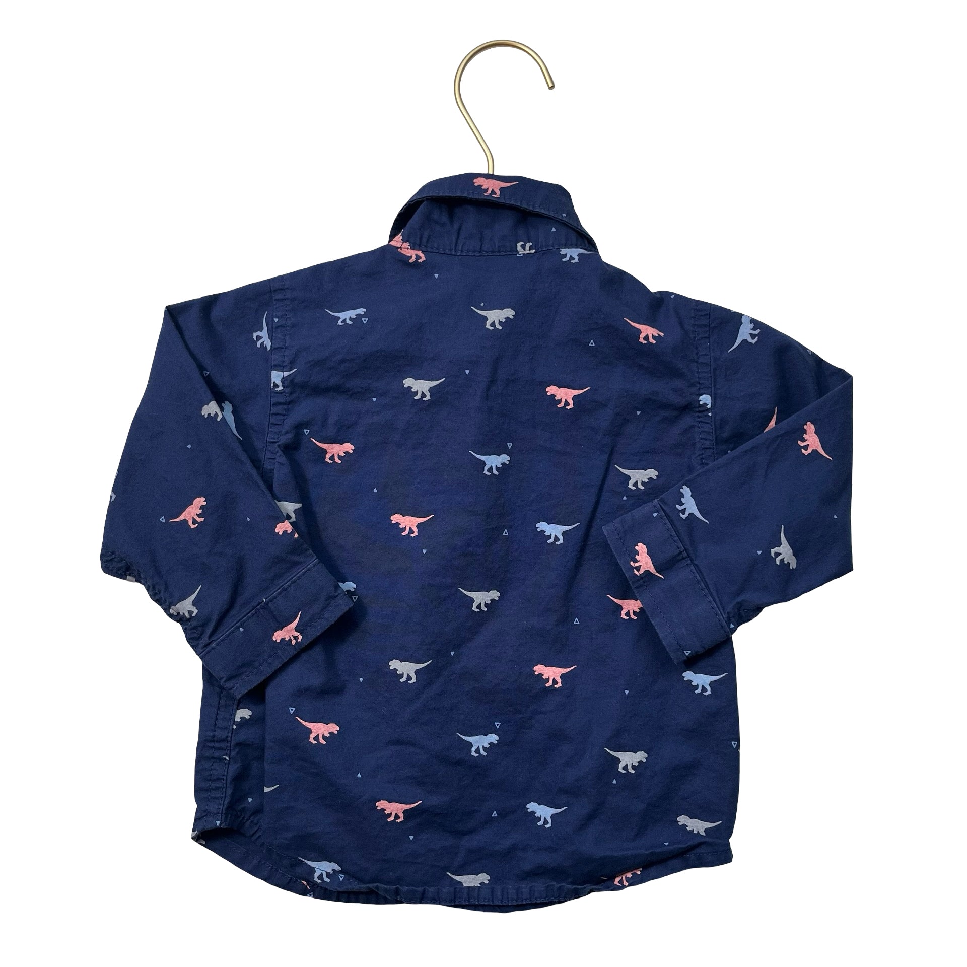 Children's Place Navy, Blue & Pink Dinosaur Button Down Shirt - Size 12 - 18 Month - Bounce Mkt