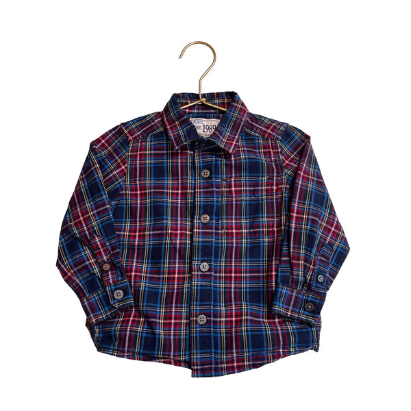 Children's Place Navy & Multi - Color Plaid Button Down - Size 18 - 24 Mo - Bounce Mkt