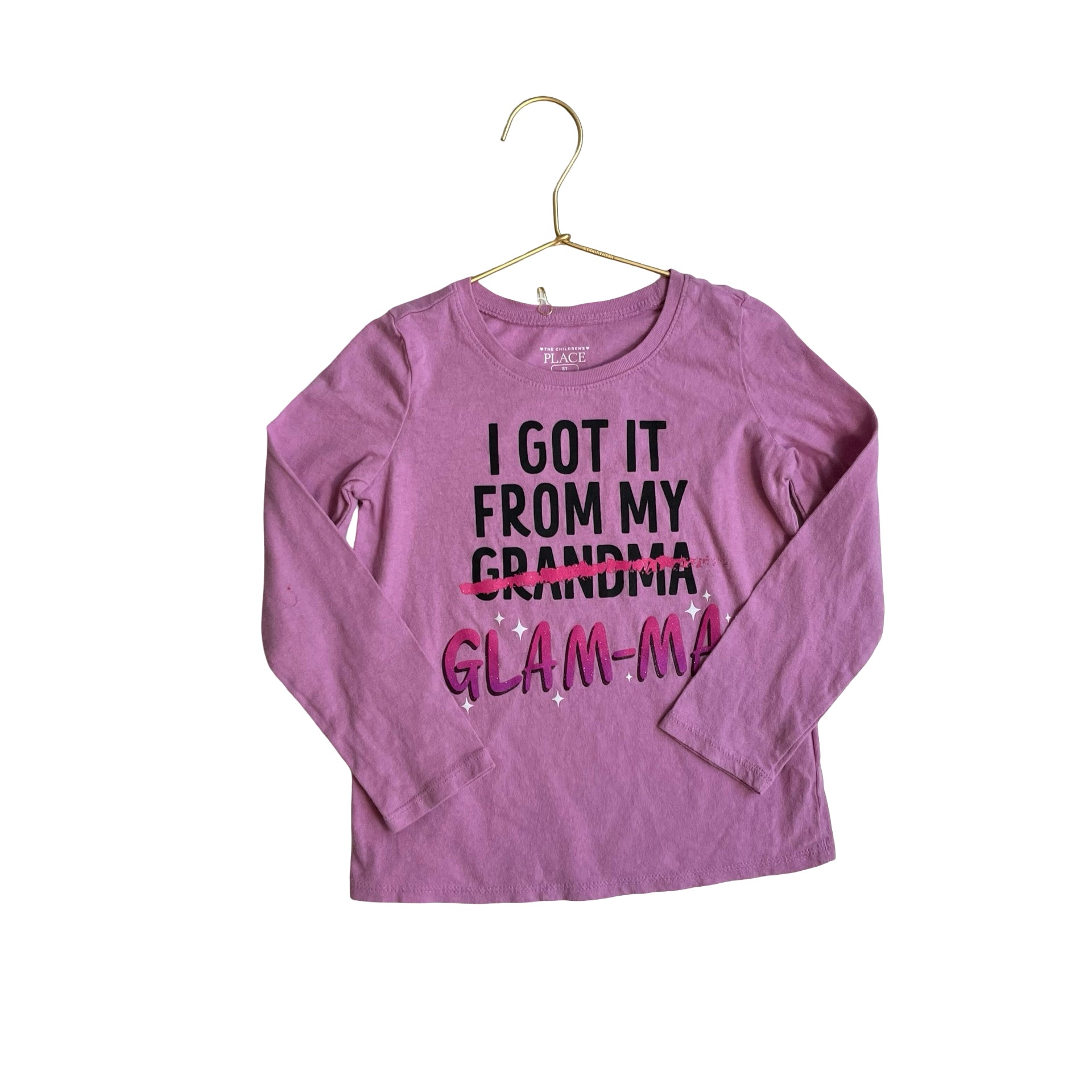 Children's Place Pink & Black 'I Got It From My Glam - Ma' T-Shirt - Size 5 - Bounce Mkt