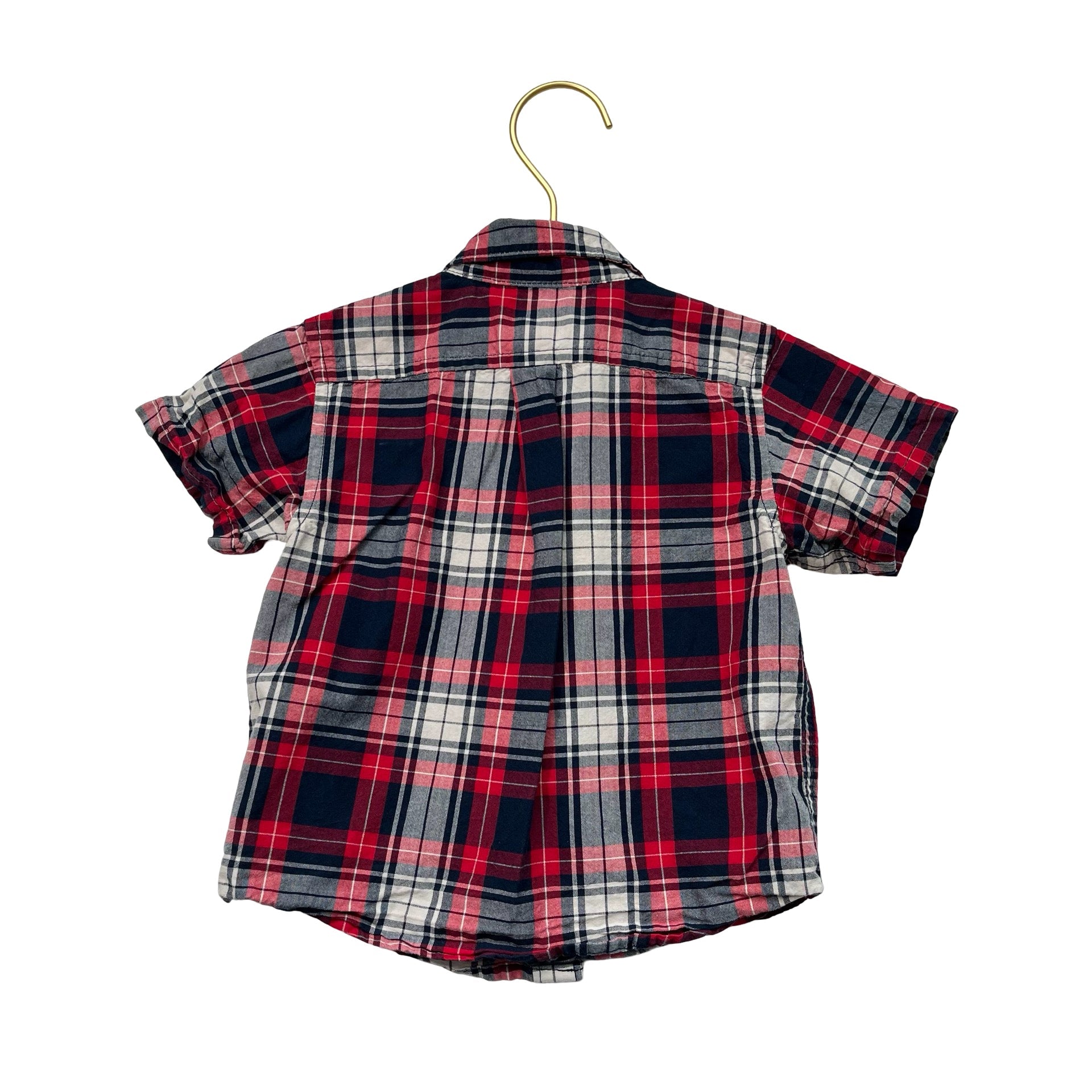 Children's Place Red, Navy & White Plaid Button Down Shirt - Size 9 - 12 Months - Bounce Mkt