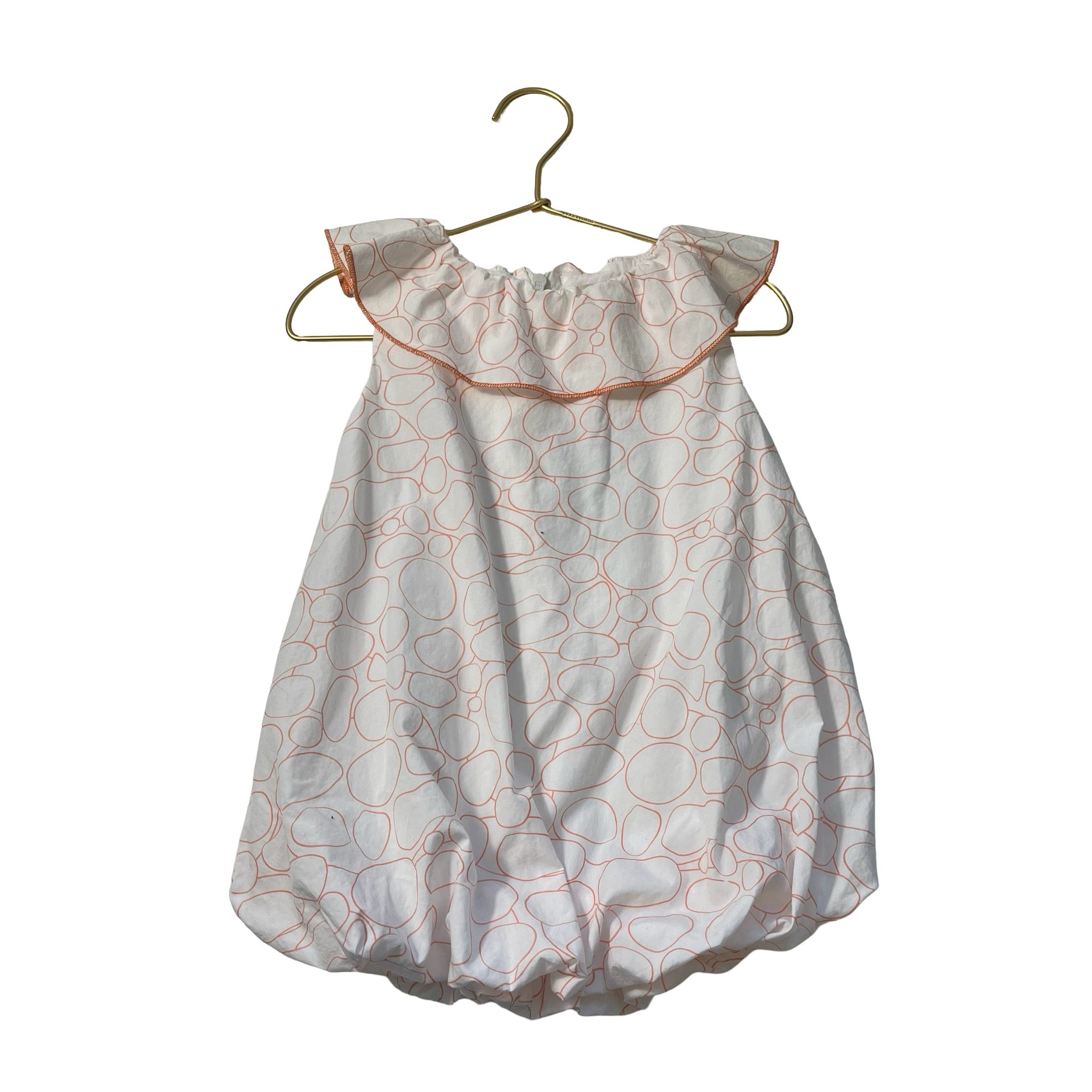 Coco Au Lait White & Orange Geo Print Balloon Hem Dress - Size 2A - Bounce Mkt