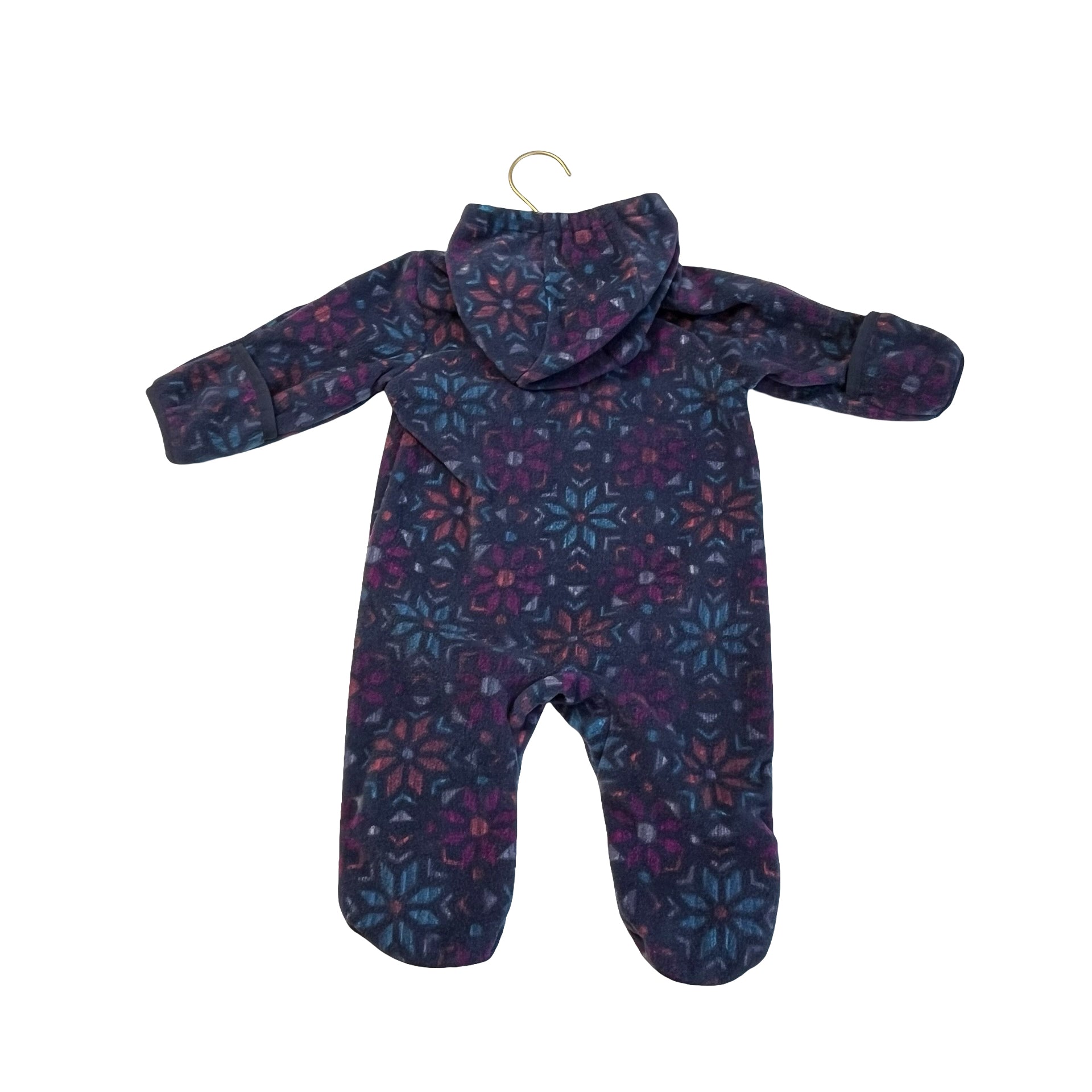Columbia Blue Floral Pattern Fleece Bunting - Size 3 - 6 Mo - Bounce Mkt