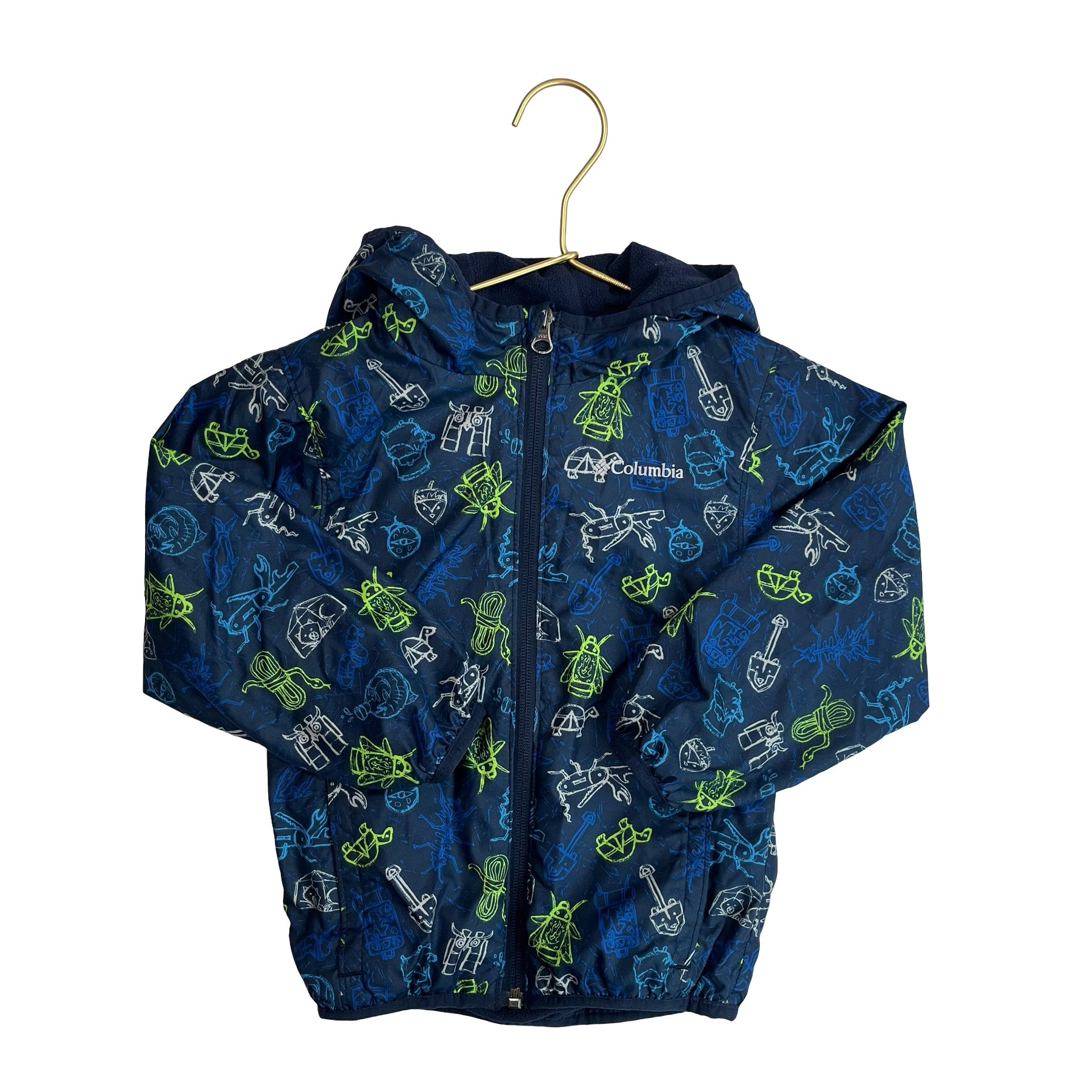 Columbia Fleece - Lined Navy Print Windbreaker Jacket - Size 4T - Bounce Mkt