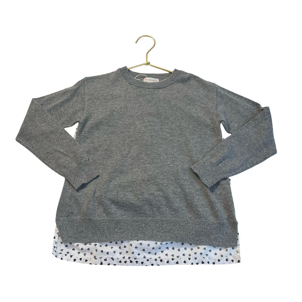 Crewcuts Gray, Ivory & Black Heart Shirt - Back Sweater - Size 6/7 - Bounce Mkt
