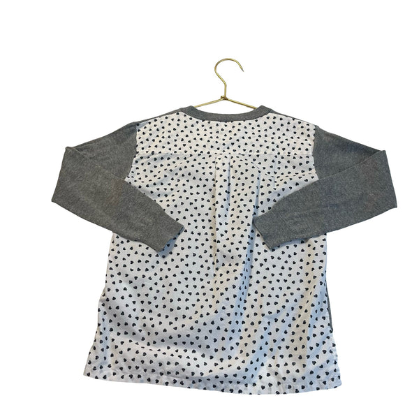 Crewcuts Gray, Ivory & Black Heart Shirt - Back Sweater - Size 6/7 - Bounce Mkt