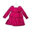 Crewcuts Raspberry Pink Metallic Hearts Tiered Long Sleeve Dress - Size 6 - Bounce Mkt