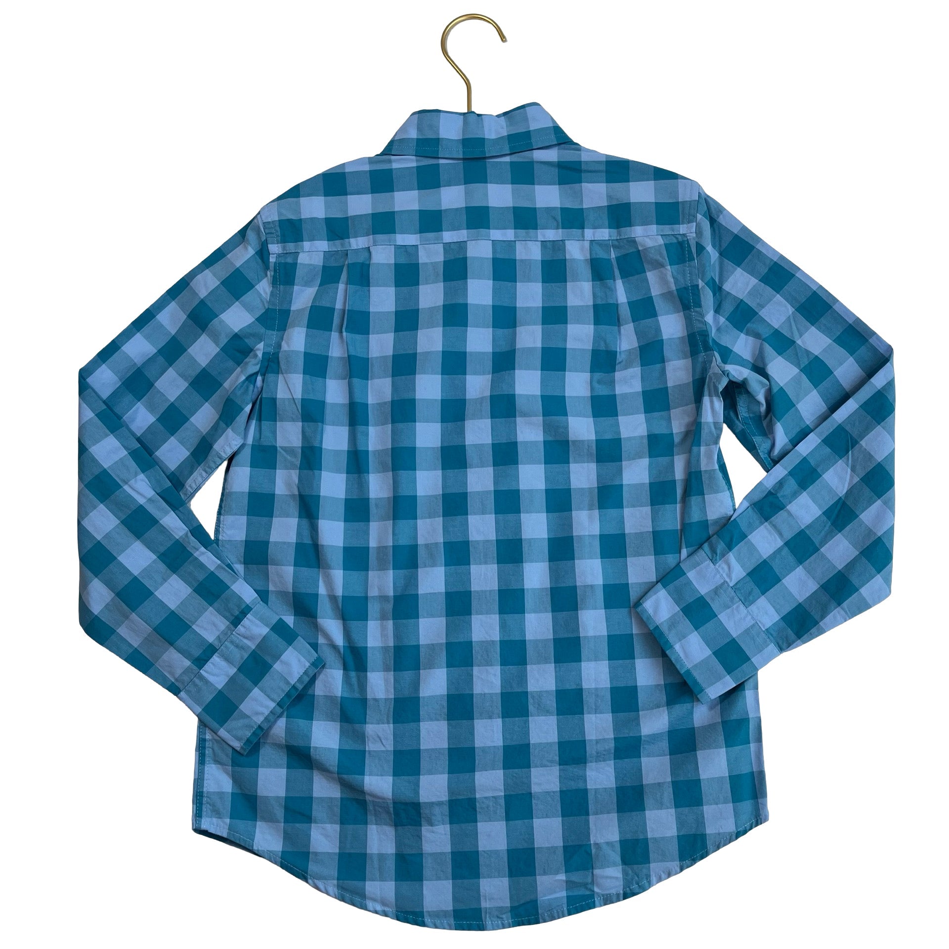 Crewcuts Teal & Light Blue Check Button Down with Tags - Size 8 - Bounce Mkt