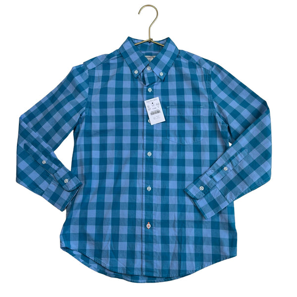 Crewcuts Teal & Light Blue Check Button Down with Tags - Size 8 - Bounce Mkt