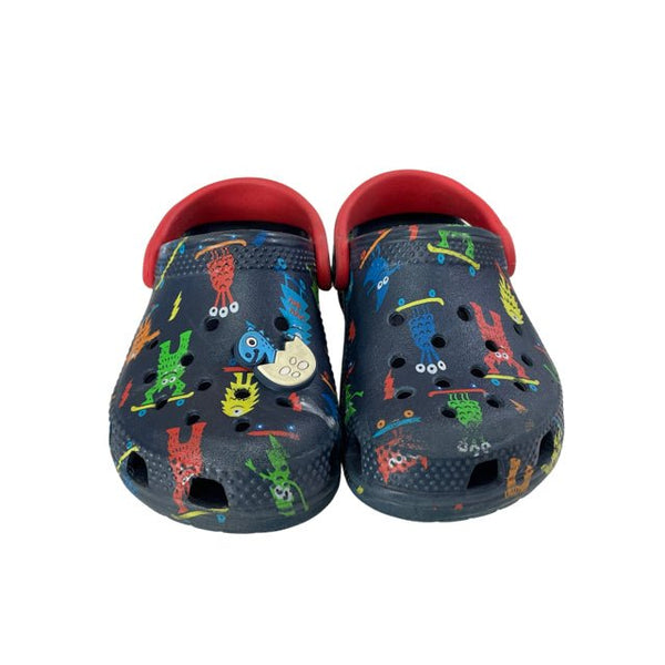 Crocs Navy Monster Print Shoes - Size C8 - Bounce Mkt