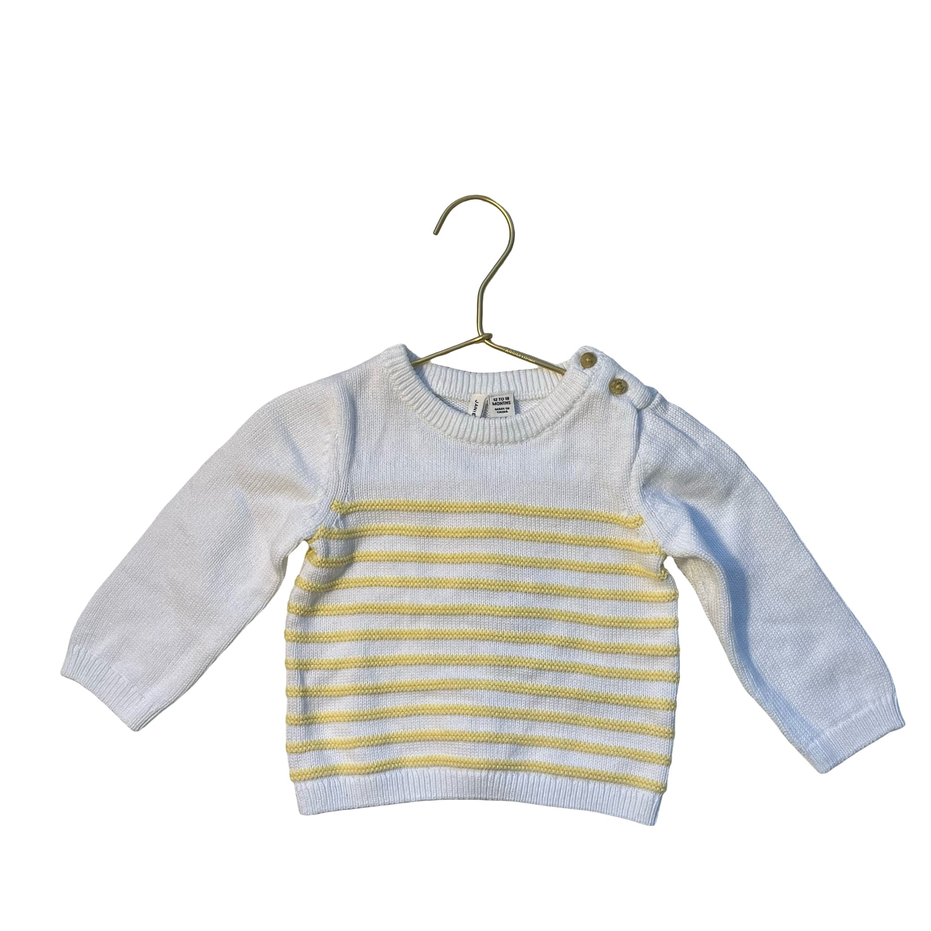 Janie and Jack Yellow & Cream Striped Sweater - Size 12-18 Mo