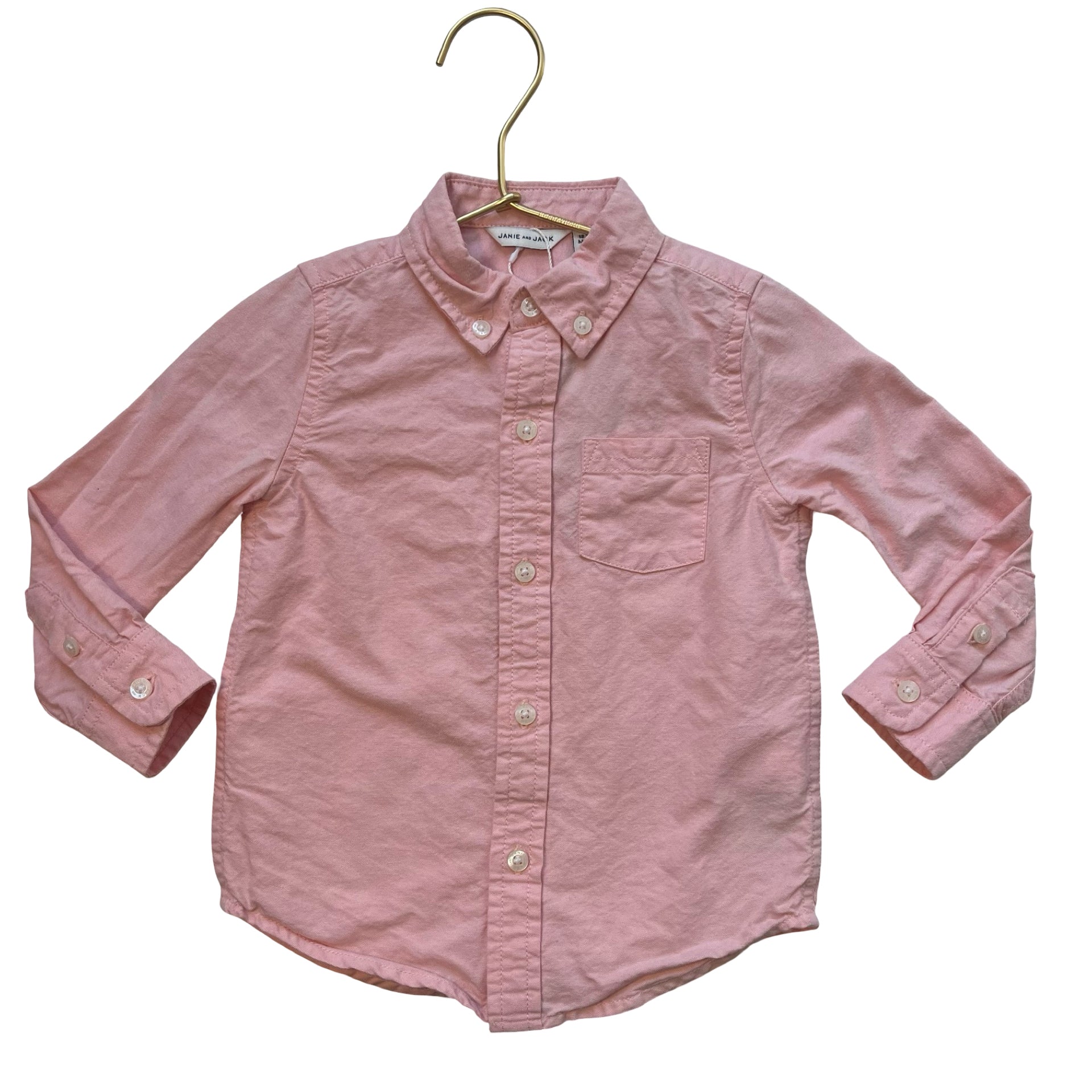 Janie and Jack Peach Oxford Cloth Button Down Shirt - Size 18-24 Mo