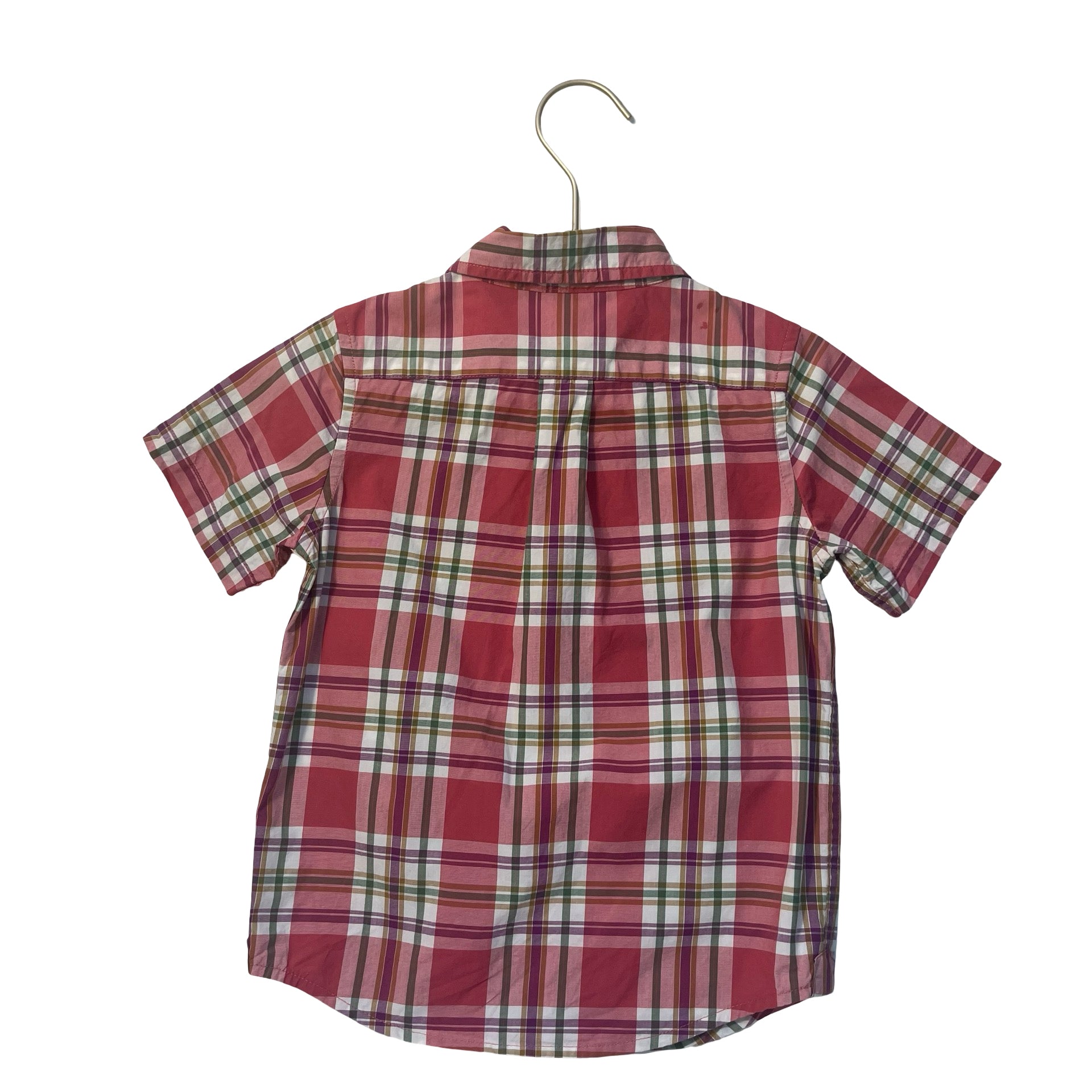 Janie and Jack Pink, Ivory, Green, Purple Plaid Button Down Shirt - Size 3